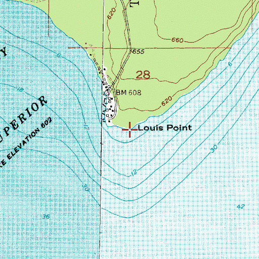Topographic Map of Louis Point, MI