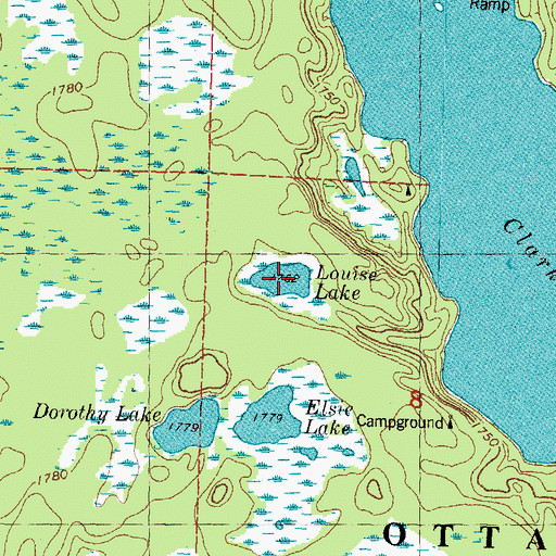 Topographic Map of Louise Lake, MI
