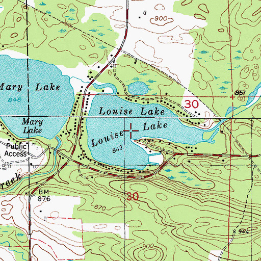 Topographic Map of Louise Lake, MI