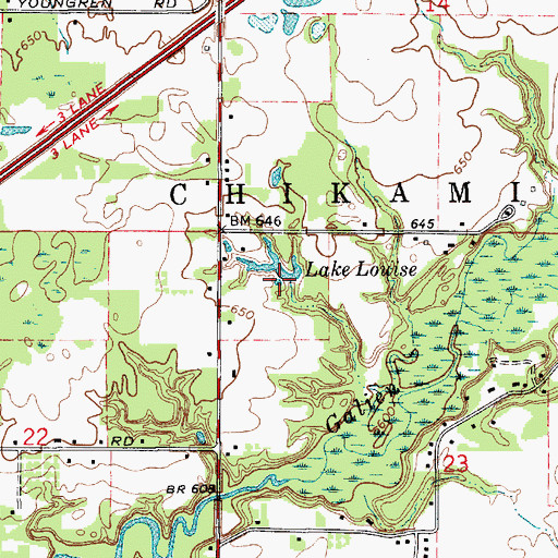 Topographic Map of Lake Louise, MI