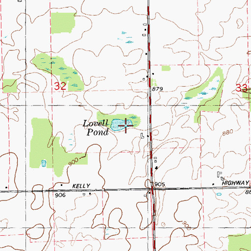 Topographic Map of Lovell Pond, MI