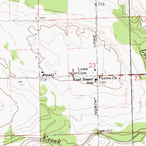 Topographic Map of Lowe Cemetery, MI