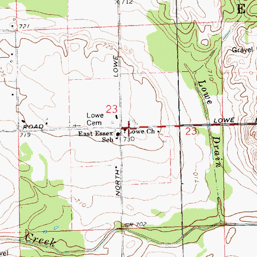 Topographic Map of Lowe Church, MI