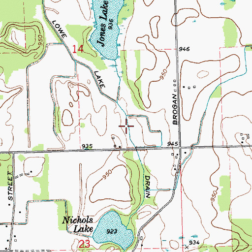 Topographic Map of Lowe Drain, MI