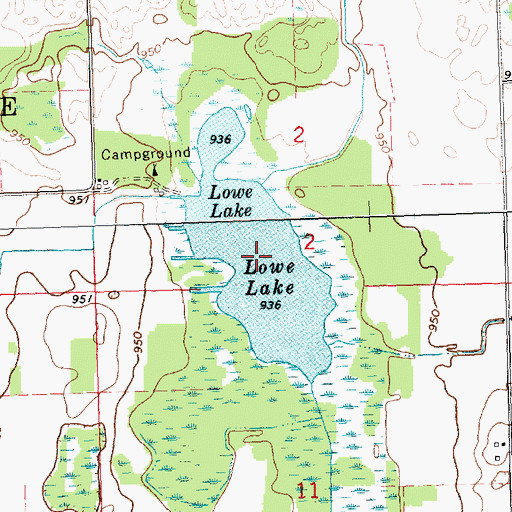 Topographic Map of Lowe Lake, MI