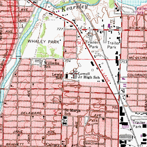 Topographic Map of Lowell Junior High School, MI