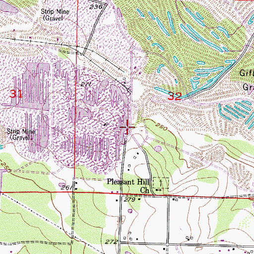 Topographic Map of Pleasant Hill, AR