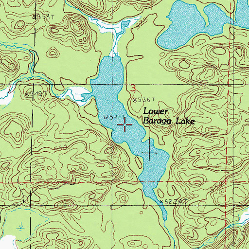 Topographic Map of Lower Baraga Lake, MI