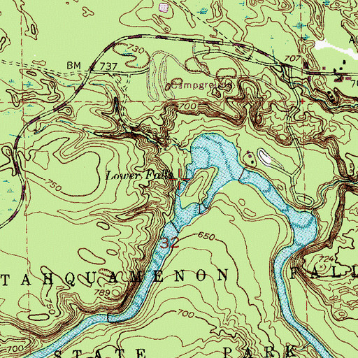 Topographic Map of Lower Falls, MI