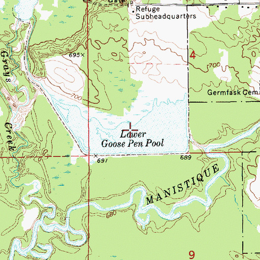 Topographic Map of Lower Goose Pen Pool, MI