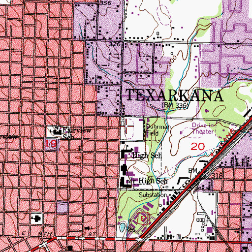 Topographic Map of Razorback Stadium, AR