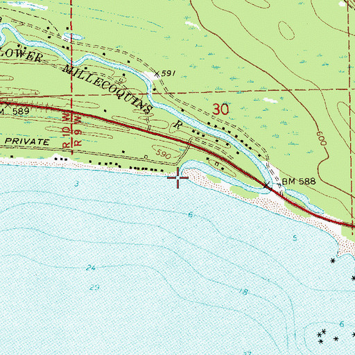 Topographic Map of Lower Millecoquins River, MI