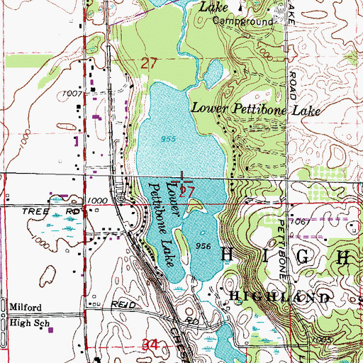 Topographic Map of Lower Pettibone Lake, MI
