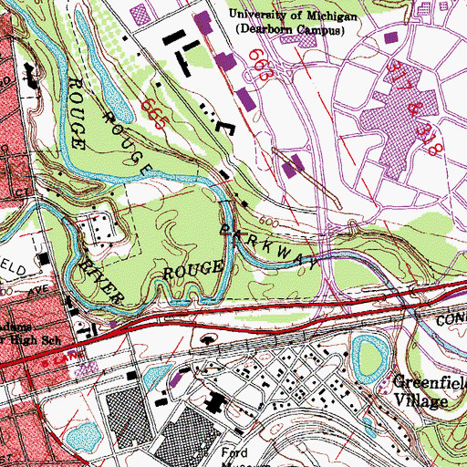 Topographic Map of Lower River Rouge, MI