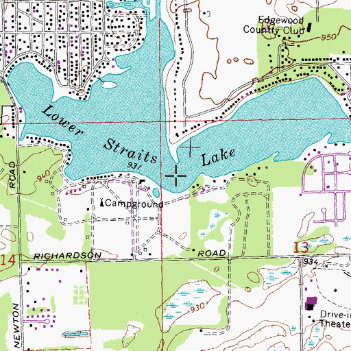 Topographic Map of Lower Straits Lake, MI