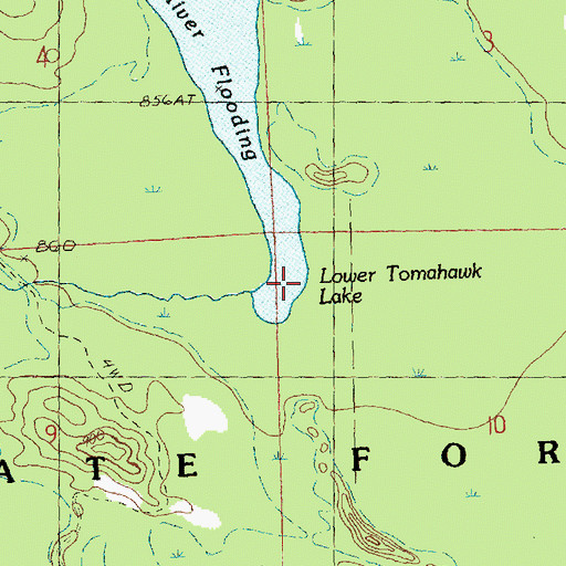Topographic Map of Lower Tomahawk Lake, MI