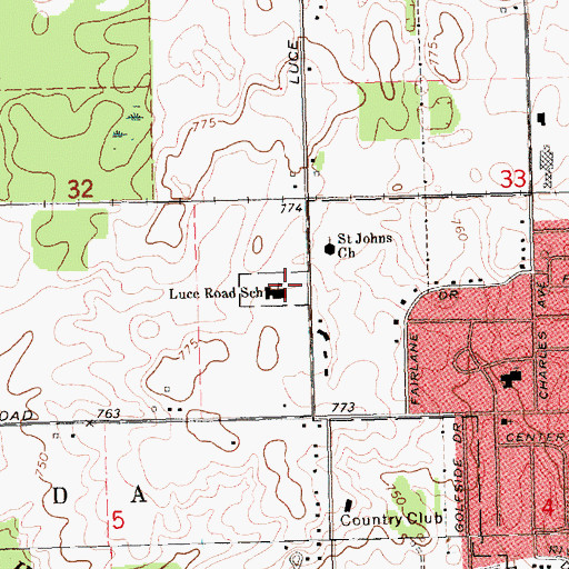 Topographic Map of Luce Road School, MI