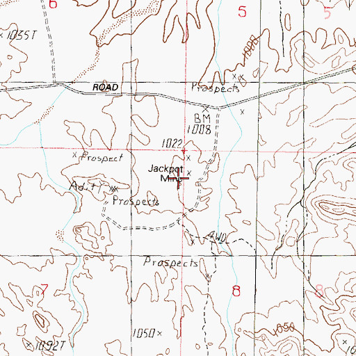 Topographic Map of Jackpot Mine, AZ