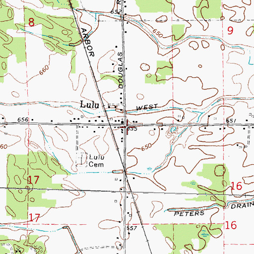 Topographic Map of Lulu, MI