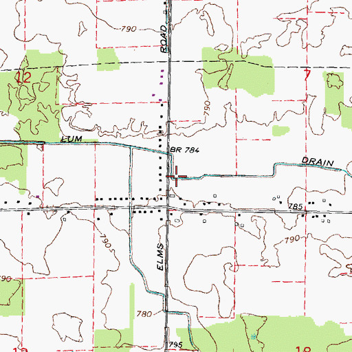 Topographic Map of Lum Drain, MI