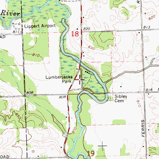 Topographic Map of Lumberjack Park, MI