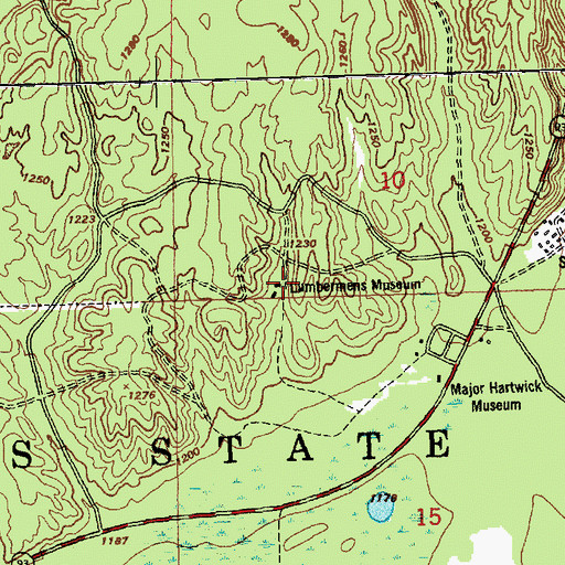 Topographic Map of Lumbermens Museum, MI
