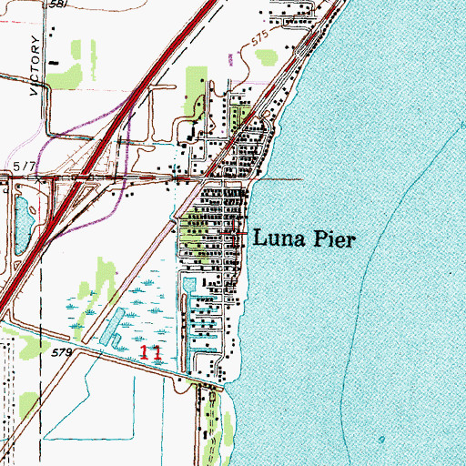 Topographic Map of Luna Pier, MI