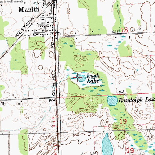 Topographic Map of Lusk Lake, MI
