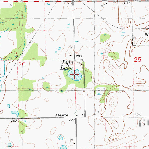Topographic Map of Lyle Lake, MI