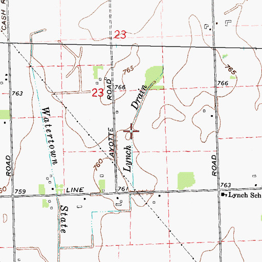 Topographic Map of Lynch Drain, MI