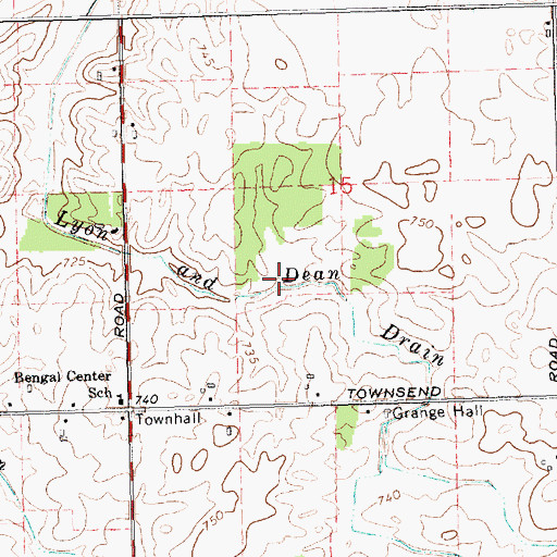 Topographic Map of Lyon and Dean Drain, MI