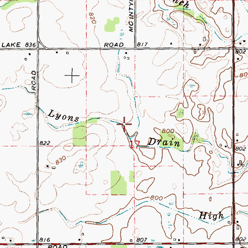 Topographic Map of Lyons Drain, MI