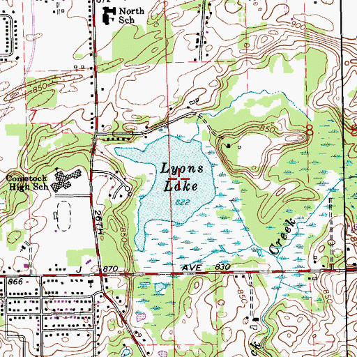Topographic Map of Lyons Lake, MI