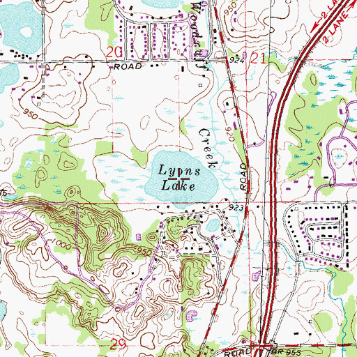 Topographic Map of Lyons Lake, MI