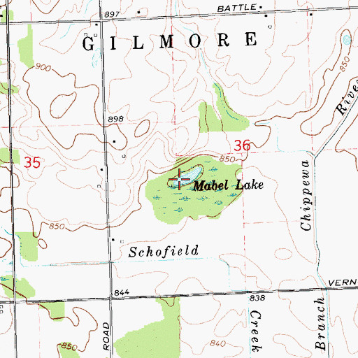 Topographic Map of Mabel Lake, MI