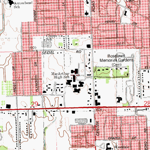 Topographic Map of White Pine Middle School, MI