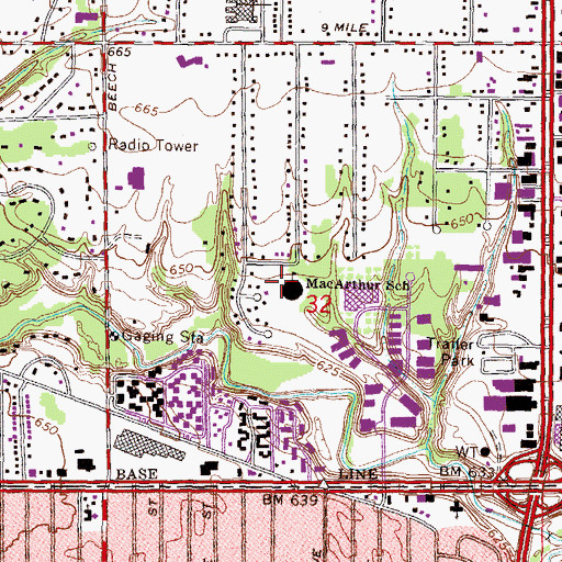 Topographic Map of MacArthur School, MI