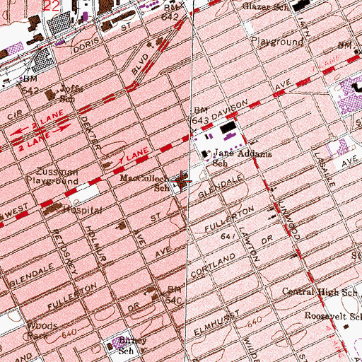 Topographic Map of MacCulloch School, MI