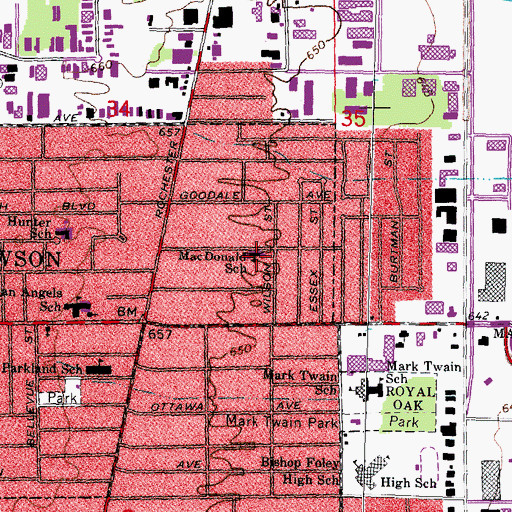 Topographic Map of MacDonald School, MI