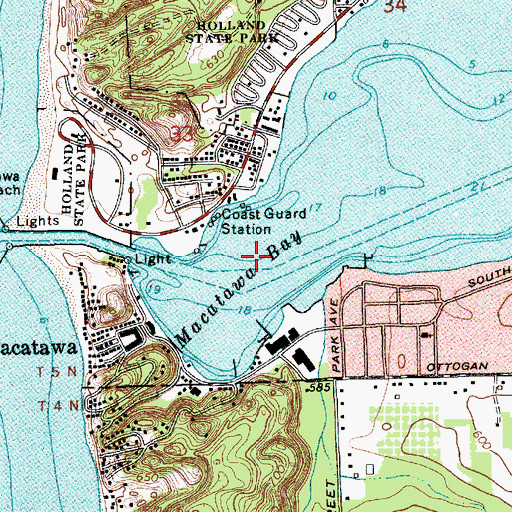 Topographic Map of Macatawa Bay, MI