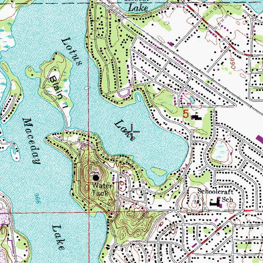 Topographic Map of Maceday Lake, MI