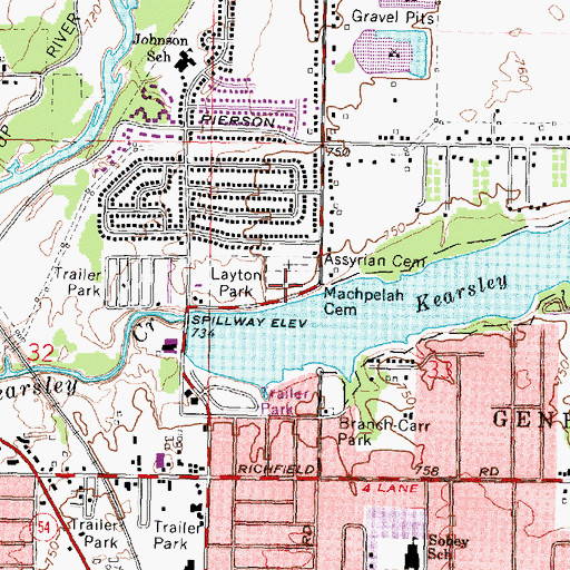 Topographic Map of Machpelah Cemetery, MI