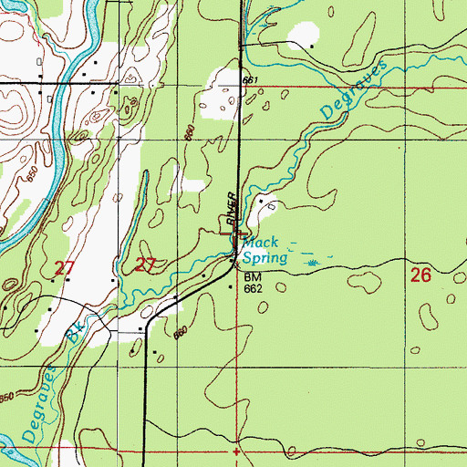 Topographic Map of Mack Spring, MI