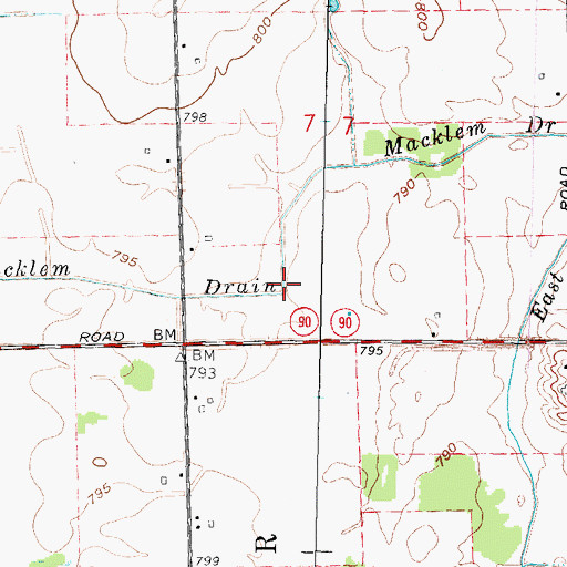 Topographic Map of Macklem Drain, MI