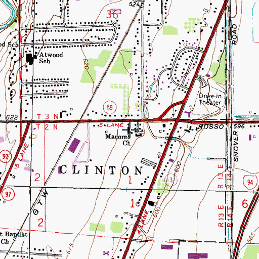 Topographic Map of Macomb Church, MI
