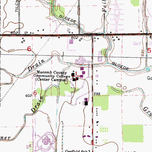 Topographic Map of Macomb County Community College, MI