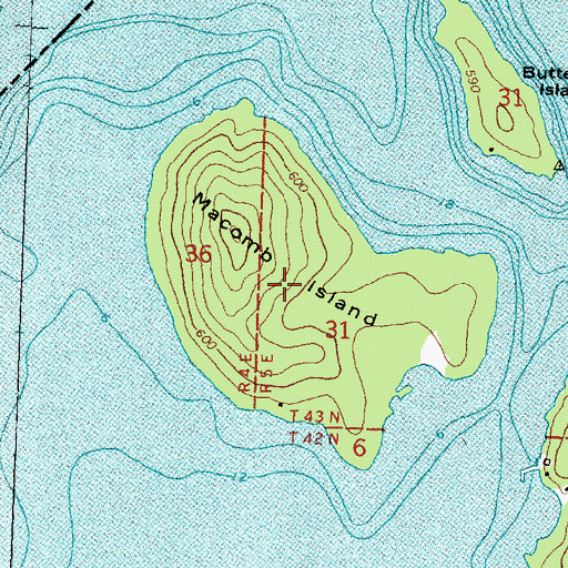 Topographic Map of Macomb Island, MI