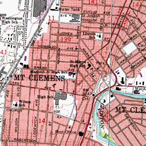Topographic Map of Macomb Junior High School, MI