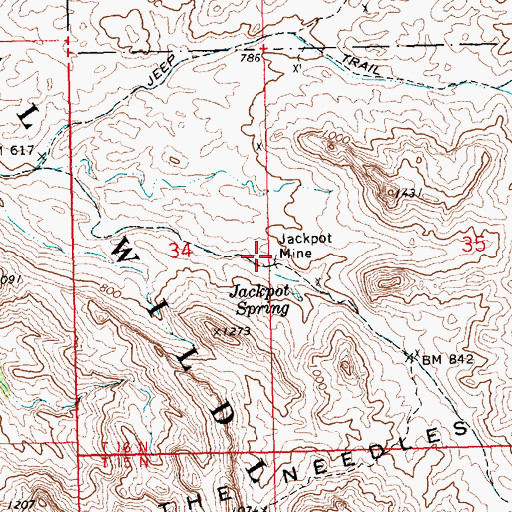 Topographic Map of Jackpot Mine, AZ