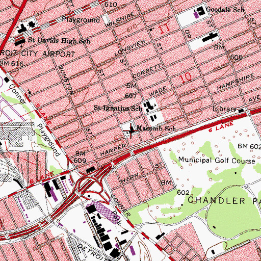 Topographic Map of Macomb School, MI
